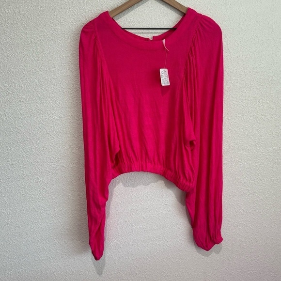 NWT Free People Women's S Pink Button Back Blouse Boho Flowy Casual Minimal - Picture 1 of 10